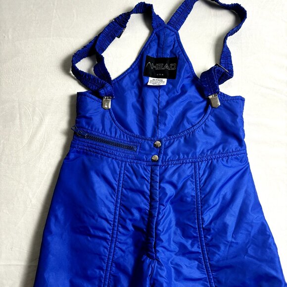 Head Blue Women's Ski Bibs Sz S-M Nylon Snow Pants Adjustable Strap Snowsuit VTG - Picture 4 of 16